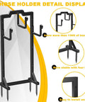 Black Garden Hose Reel Holder With Four Foot Design Modern Metal Water Hose Hanger Organizer Stand For Yard And Patio