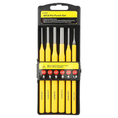 Woodworking Drive Punch Kit With Six Sizes Of Cone And Center Punches Rust Resistant Steel For Precise Drilling And Marking