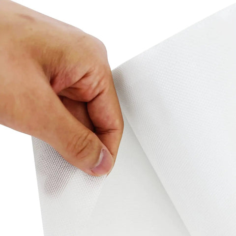 Close-up of hand holding Fiberglass Cloth Tape For Repairs And Reinforcement, 6 oz, 8 inch wide by 50 yards, E Glass material