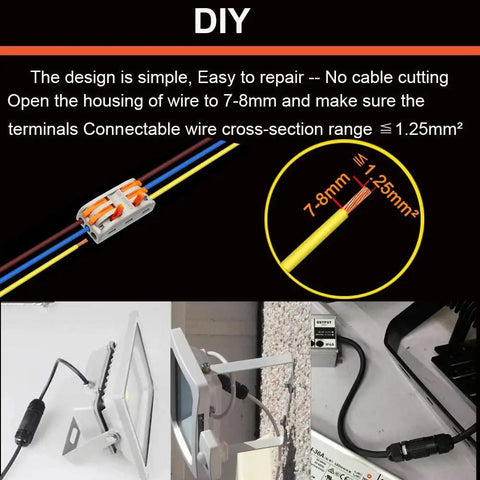 Outdoor IP68 Waterproof Junction Box 3 Way M25 Cable Connector For 6 to 11mm Wires wiring instructions