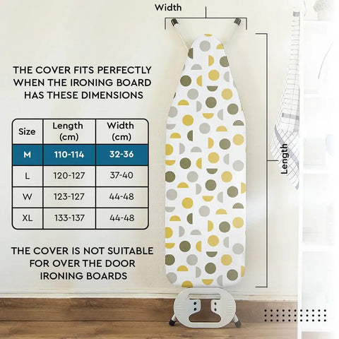 Thick 3mm Felt Ironing Board Cover And Pad For 42x14 Standard Size With Scorch And Stain Resistant Cotton Heavy Duty Drawstring Snug Fit Grey Tile Pattern