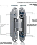 Sleek Concealed Door Hinge Featuring A Tight Cross Shaped Wooden Pull Handle For Dead Simple Hidden Wall Integration And Heavy Duty Smooth Ride Performance Indoors, three-dimensional adjustable design.