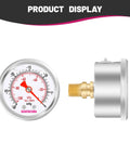 GOATACURA glycerin-filled vacuum pressure gauge, 2-inch dial, 304 stainless steel case, 1/4-inch NPT center-back mount.