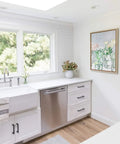 Modern kitchen with 60 Pack Sleek Matte Black Square Cabinet Handles Drawer Pulls for kitchen cabinets and white countertops