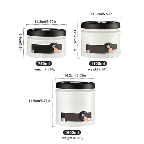 Heavy Duty Glass Storage Jars With Kickass Vacuum Seal Technology in sizes 750ml, 1100ml, 1600ml for pantry organization.