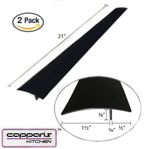 Kitchen Silicone Stove Gap Cover Set Of 2 21 Inches Black Heat Resistant Easy Clean Wide Gap Filler Seals Spills