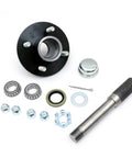 Front view of UCUT trailer hub assembly kit on 4-inch bolt circle; includes 1-inch spindle and bearings.