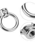 Heavy Duty 316 Stainless Steel Lifting Eye Nuts In One Quarter Inch Unc Thread, close-up view showing the threaded design.