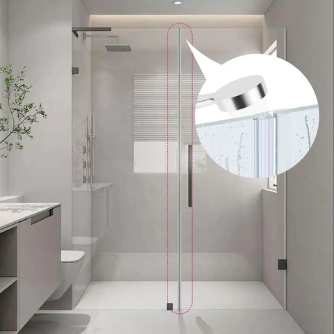 100 Inch Silicone Glass Shower Door Seal Strip For Quarter Inch Frameless Glass with adhesive backing detail in bathroom