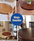 Smooth Spinning Wooden Lazy Susan Rotating Turntable Serving Tray Silent Bearing 39 Inch Round Food Platform in casual kitchen settings.