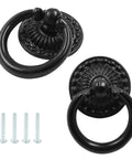 8 Pack Vintage Bronze Drop Ring Knobs For Furniture Drawers Single Hole Ring Pull Handles With Intricate Patterns