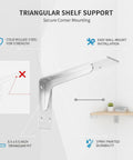 Triangular Cold Rolled Steel Shelf Bracket, 5.5 By 5.5 Inch Corner Support for Wall Mounted Floating Shelves in Kitchen or Bathroom