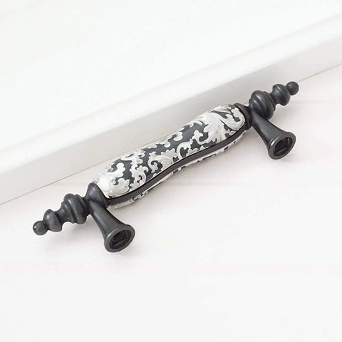 Black and white ceramic drawer knob from Six Pack 3 Inch Ceramic Drawer Knobs Black And White Rustic Style Drawer Pulls For Kitchen Cabinets
