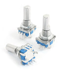 3 Pack Must Have Rotary Encoder With Push Button Switch 6mm D Shaft 360 Degree Rotation 5 Pin For DIY Projects PCB Mount 7mm Thread Diameter Compact 14x12x6mm Base, silver metal