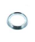 Precision Template Guide Adapter For Router Gear Heavy Duty Woodworking Accessory Built Like A Tank For Butter Smooth Routing, metal coupler from a top view.