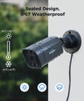 3K Wired Outdoor Security Camera System With Audio IP67 weatherproof design mounted on a wall in outdoor setting