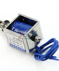 12V 2A Open Frame Solenoid Reset Electromagnet With 10mm Push Pull Stroke For Vending And Textile Machines DC Magnetic Actuator Open Coil Design Built In Mounting Board Heavy Duty DIY Friendly Plug And Play Ready, open-frame coil with blue wires