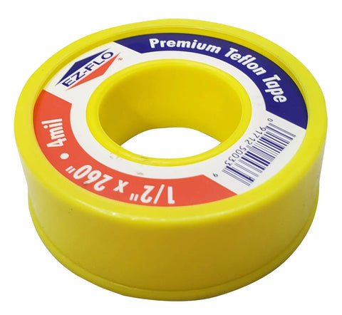 Gas Teflon Tape Pro Grade Pipe Thread Tape For Plumbing And Gas Lines Half Inch By 260 Inches Four Mil Thick Yellow 10 Pack Perfect