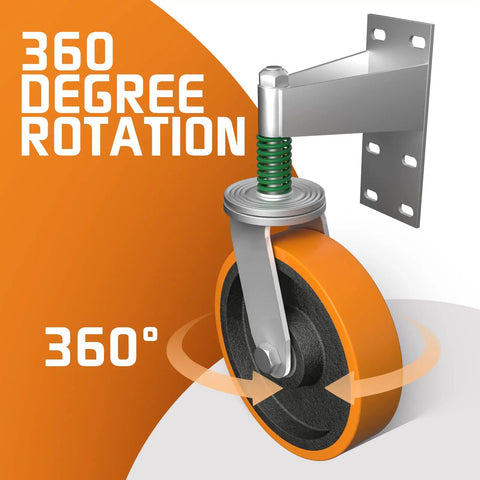 Beefy 8 Inch Gate Wheel Caster For Metal Tube Gates 1700 Lb Capacity 360 Degree Spin Spring Loaded Gate Caster With Screws And Screwdriver