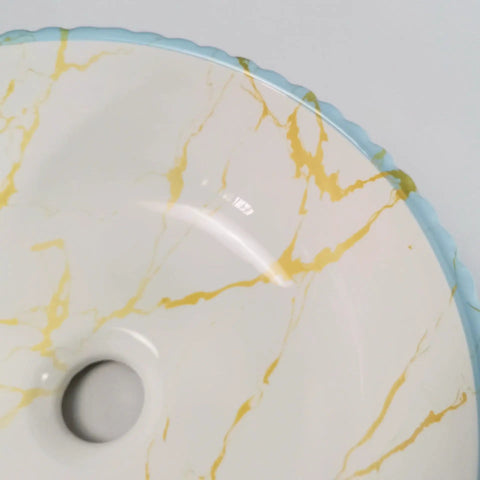 USZWBY Vessel Sinks Bathroom Vessel Sink Ceramic Vessel Sink Round Art Basin Home Ceramic Wash Basin Hotel Above Counter Basin close-up of marble design