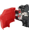 Heavy Duty Battery Terminal End Circuit Breaker Replacement For Da8z14526a with red casing, metallic connections and sturdy design.