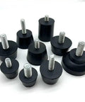 Rubber Adjustable Leveling Feet With Screws M6 M8 M10 For Tables And Chairs, multiple sizes viewed from above