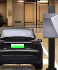 Top Shelf Free Standing EV Charger Cable Holder And Waterproof Station Box Heavy Duty Galvanized Steel seen in garage with car.