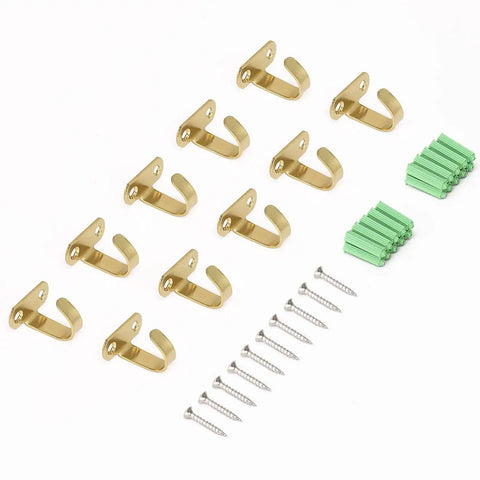 Stainless Steel Screw Mounted Ceiling Hooks Built Tough Heavy Duty Coat Hangers For Bathroom Kitchen Garage Cabinet 10 Pack Brushed Gold Under Shelf Towel Robe Clothes Hooks Rustproof Easy Install set