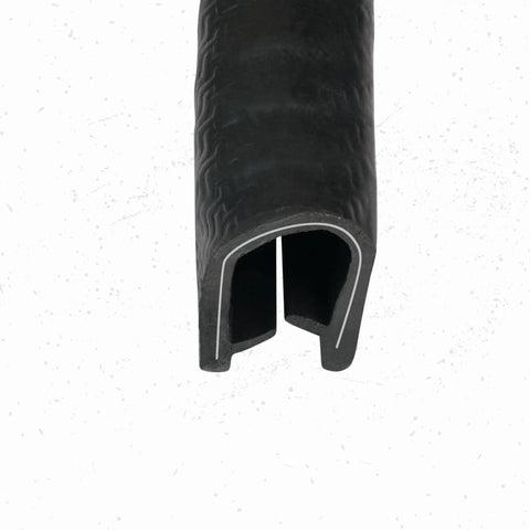 Large U Edge Trim Seal With Internal Clips For Auto And Home, 0.656 Inch U Height, flexible black U-channel edge seal detail