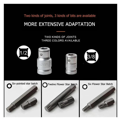 Heavy Duty 40pc Screwdriver Bit Set With Holder Featuring High Torque Hex Star Torx Socket Tips For Electric Repair That Crushes Rusted Bolts Effortlessly Without Bending Or Stripping, 1/2 and 3/8 sockets