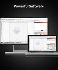 Powerful software interface displayed on monitor and laptop for Beast 60W Desktop Laser Engraver With Integrated Enclosure and Camera Air Assist.