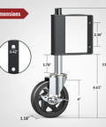 Heavy Duty Gate Caster With Spring Loaded Wheel, Swivel Gate Wheel For Wooden Gates And Fences dimensions and specifications diagram