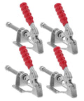 Four Piece Push Pull Toggle Clamps Set For Woodworking And Metal Workholding, Horizontal clamp fixtures with red handles
