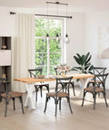Dining room with table supported by Adjustable Dining Table Legs Two Pack Heavy Duty Powder Coated Steel Desk Legs With Levelers. White Finish.