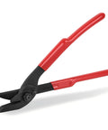Top Shelf 12 Inch Banding Cutter For Steel And Plastic Strapping With Ergonomic Rubber Grip No Sweat One Hand Operation Crush High Tensile Packaging Real Deal Solid Alloy Steel Blade Cuts Clean, showing red handles and cutting edges.