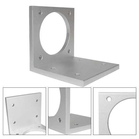 Front view of YIDOFENG aluminum alloy L-shaped motor bracket for Nema34 85/86 stepper motors, silver