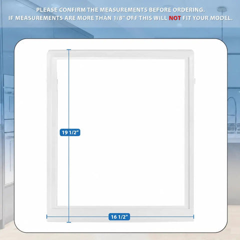Upper Crisper Pan Cover Replacement For Frigidaire Refrigerators Fits 240350702 240350701 AP2115959 dimensions shown