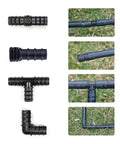 Durable PE Irrigation Pipe Fittings Kit 16mm 20mm 25mm Tee Straight Elbow Plug For Greenhouse Sprinkler Hose Connectors 50 Pieces No Hassle Setup Easy Install, black hose fittings