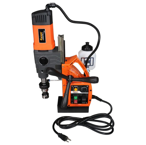 Badass Magnetic Drill Press With 1.8 Inch Boring Cap And 1700 Watt Variable Speed Motor, featuring a stable base and control panel.