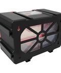 Two Drawer Interlocking Storage Bin System with transparent drawers, black durable polypropylene, stackable, side view