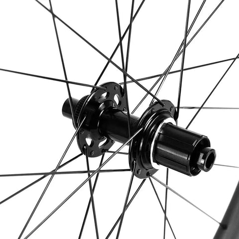 Close-up of the center lock disc hub on the Aero Carbon Wheel Set With Center Lock Disc Hubs, 45mm Deep Clincher, 25mm Width