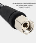 Close-up of Carbon Fiber Braided High Pressure Regulator Hose, 5.9 Inch Scuba Diving Hose with 7/16-20UNF interface