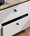 Matte Black Cabinet Knobs 10 Pack 1.2 Inch Round Drawer Knobs For Kitchen And Dresser Cabinets With Screws Included No Fuss Quick Install For Long Lasting Durability on white cabinet drawers