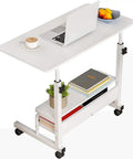 Height Adjustable Mobile Computer Desk With Wheels For Small Spaces And Corner Setup Laptop Table 31.5 Inch Desktop