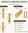Three Pack Gold Tone Brass Shelf Rails and Brackets Kit for Cabinets and Kitchen Storage Decor component specifications