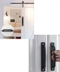 8 Piece Metal Barn Door Pull Set With Flat Head Long Base Design for barn doors and cabinets, black aluminum, rust-resistant