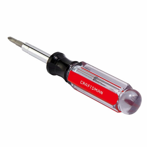 6 In 1 Screwdriver Multi Bit Set With Acetate Handle Dual Sided Removable Shaft For One Quarter And Five Sixteenth Inch Nut Driving Chrome Plated