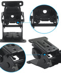 Close-up of Heavy Duty Folding Brackets 4 Pack Self Locking Steel Hinges With Screws For 0 To 180 Degree Adjustable Support.