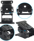 Hella Tough Heavy Duty Folding Brackets 2 Pack with rust resistant black steel hinges, showing adjustable support legs design.