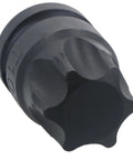 Close-up of a T100 bit from the Half Inch Drive Shallow Stubby Torx Star Bit Socket Set T55 Through T100, 6 Piece, for 1/2" drive ratchets.